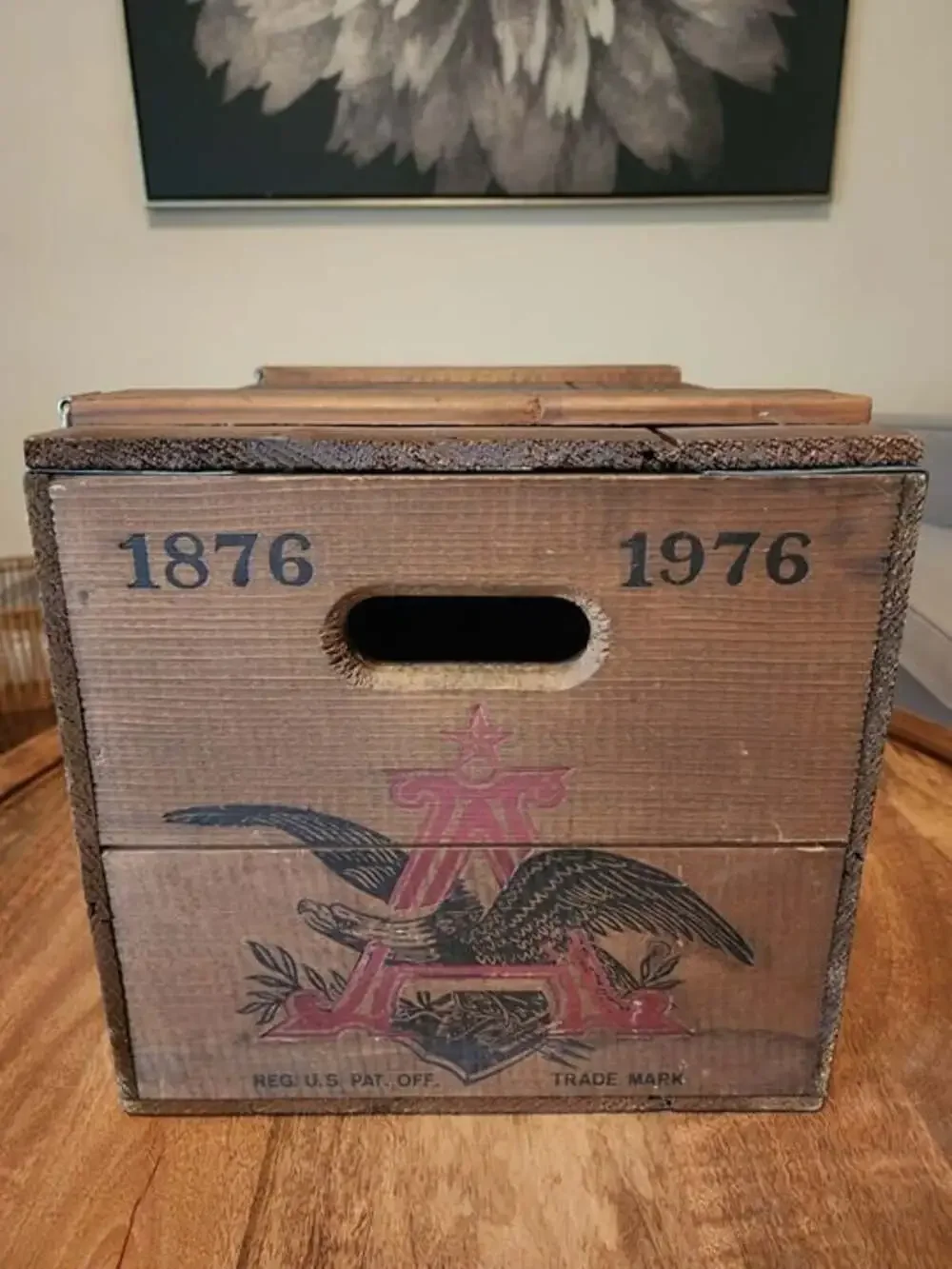 Vintage 1976 Budweiser Anheuser Busch Centennial Wooden Beer Crate Box 1876-1976